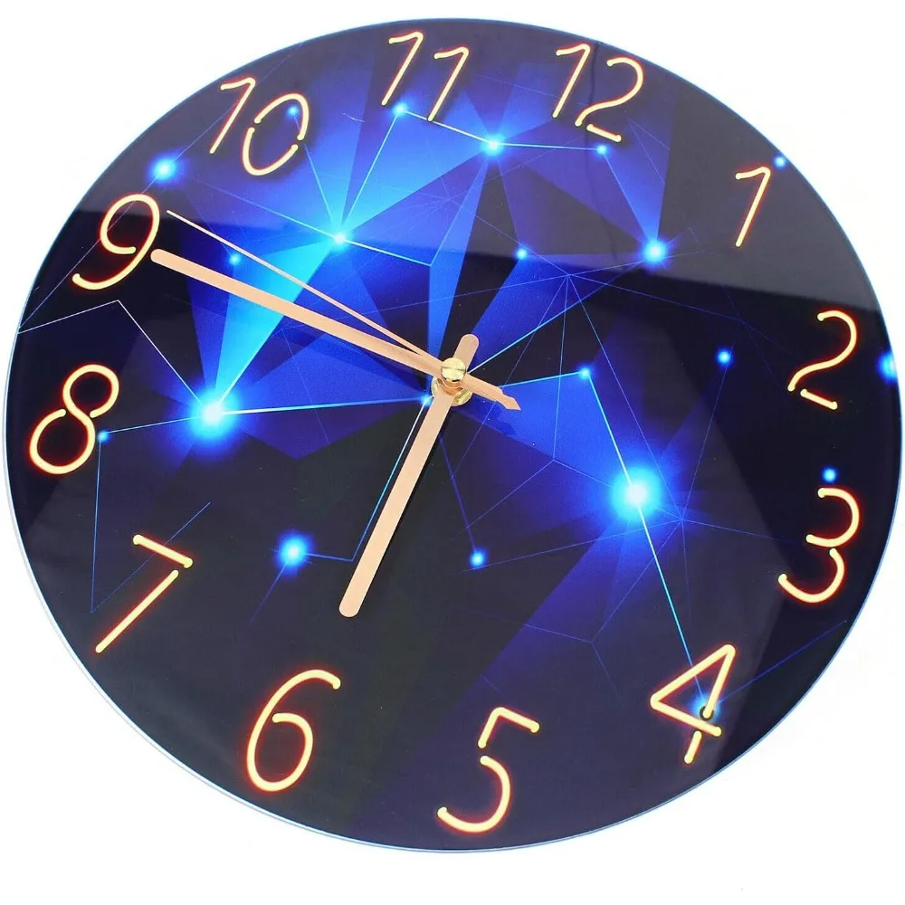 Blue Diamond Large Wall Clock Morden Round Interior Modern Decorative Silent Wall Clock for Living Room Bedroom Kitchen Office