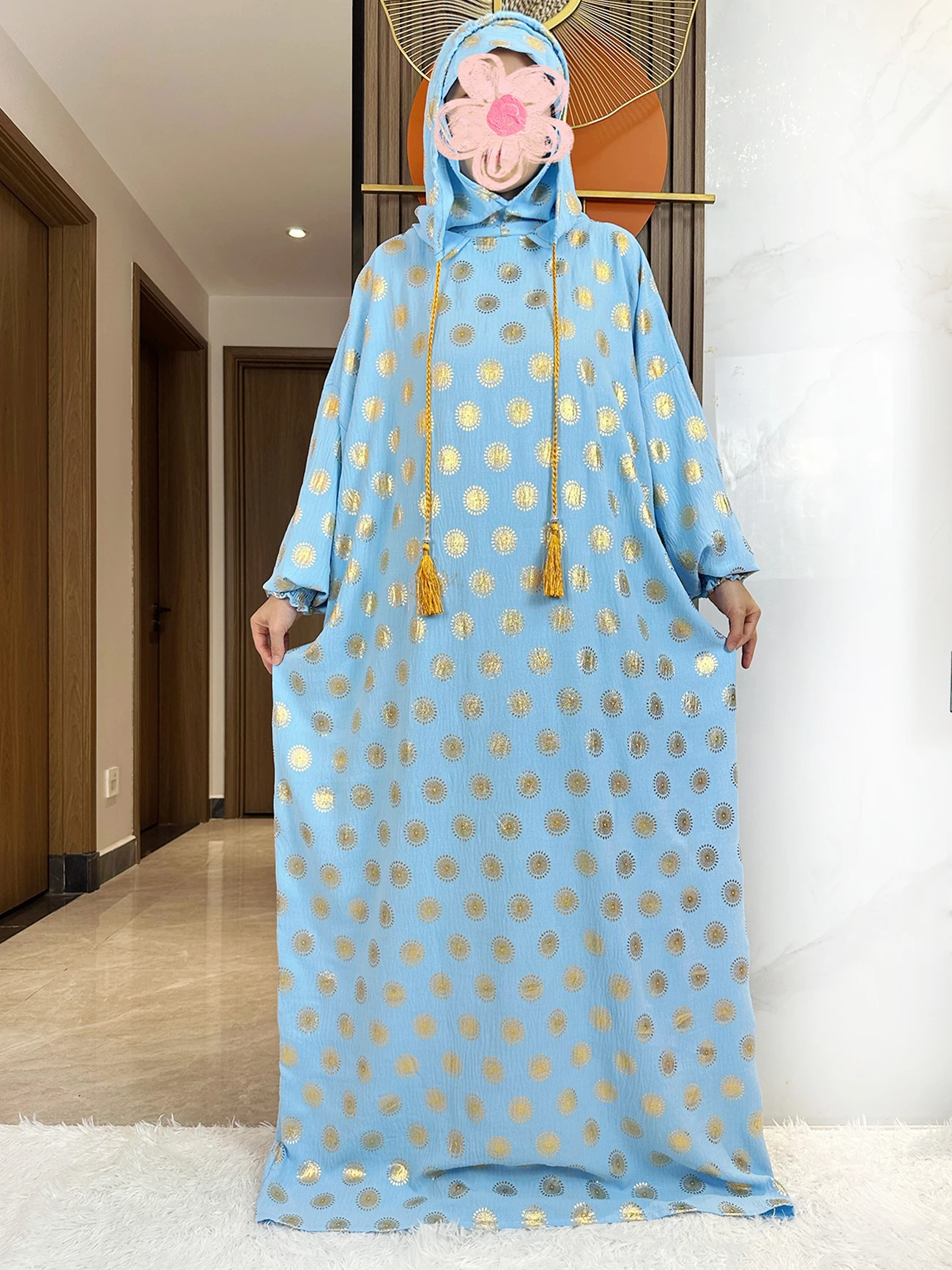 2024 New Muslim Confortable Cotton Abaya For Women Ramadan Prayer Dubai Turkey Middle East Femme Robe Floral Loose African Dress