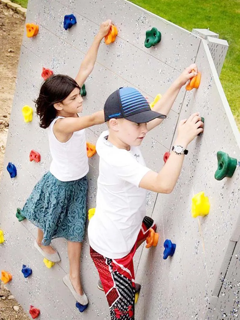 10Pcs/Set Kids Rock Climbing Wall Holds Children Wood Wall Climbing Stones Toys Child Playground Game Hand Feet Hold Grip Kit