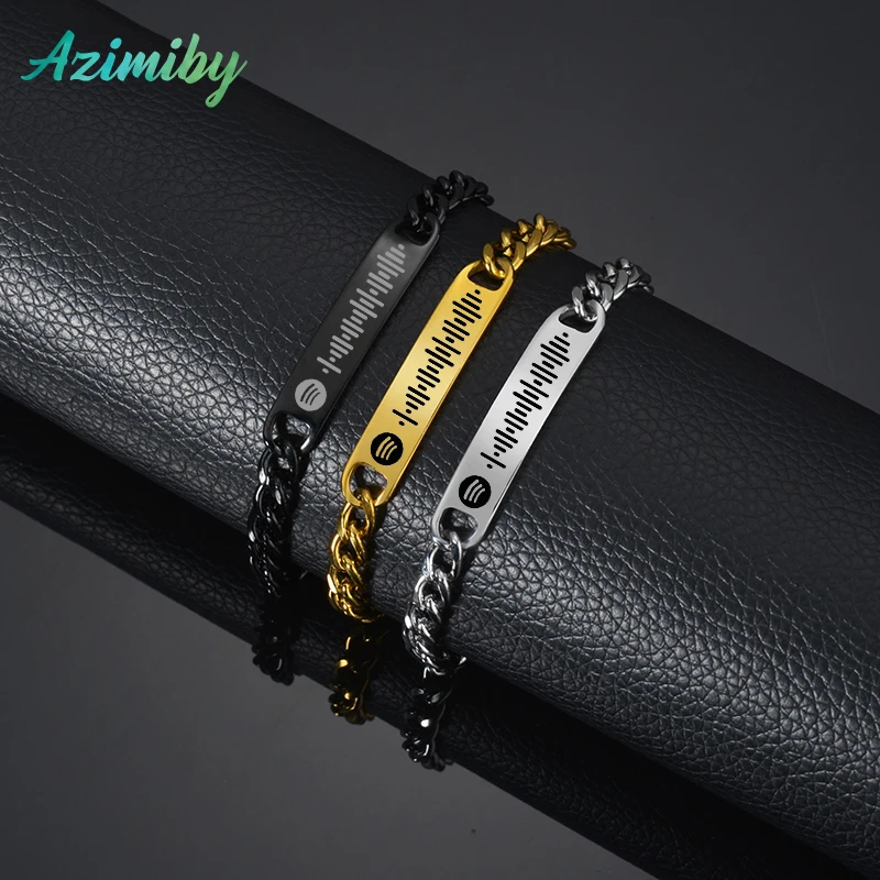 

Azimiby Custom Code Bracelet Favorite Song Customized Song Name Singer Spotify Code Music Boyfriend Girlfriend Gifts Music Lover