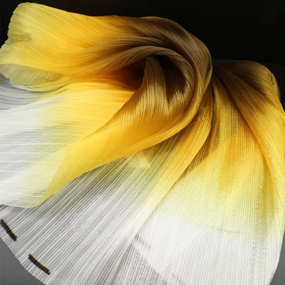 

Fashion Gradient Color Pleated Texture Fabric DIY Handmade Organza Mesh Fabric Bright Designer Fabric Wedding Background