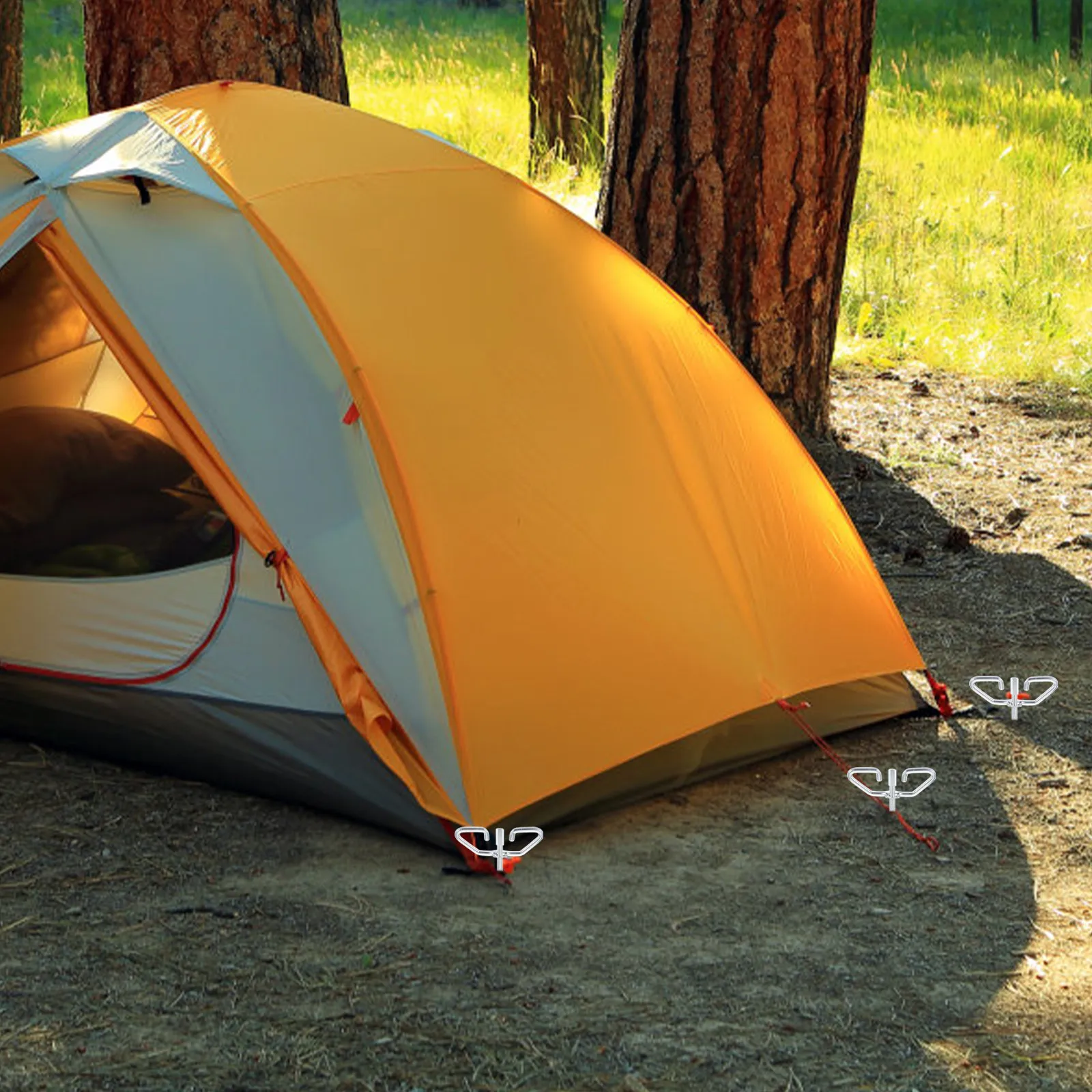 

Комплект из 1 комплекта сверхпрочных стальных колышков для палаток и укрытий для зимней рыбалки, для устойчивости на снежном и грунтовом покрытии