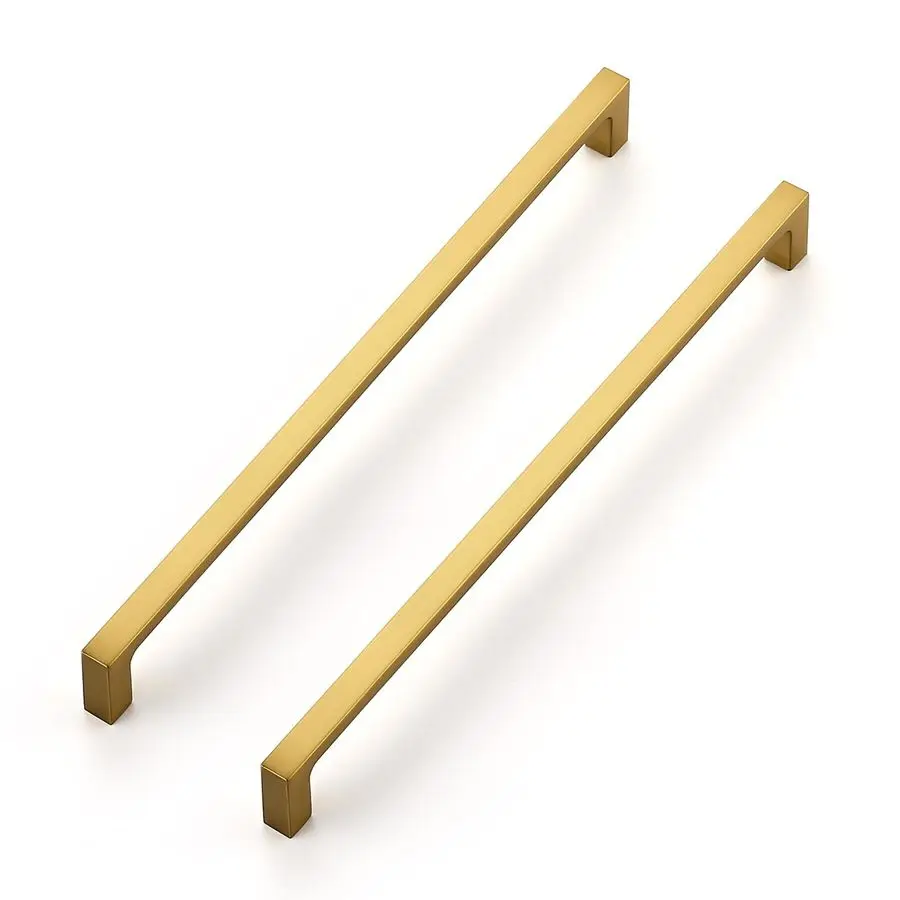 

10 Pack 10 Inch Solid Square Cabinet Pulls Brushed Brass Handles for Kitchen Cabinets amp Drawers