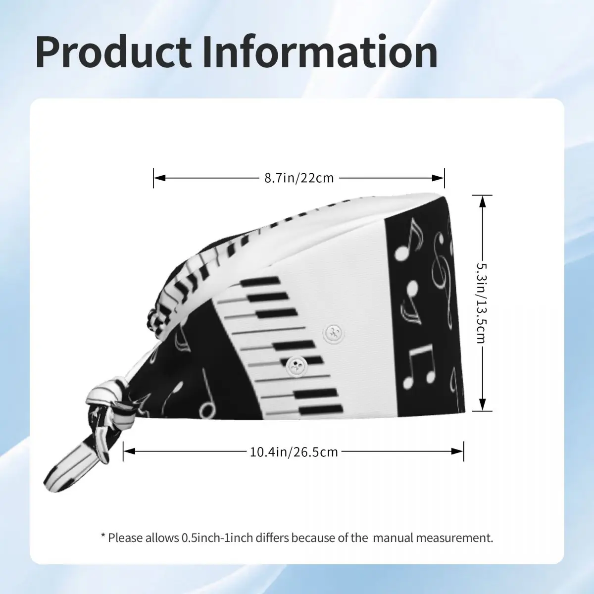 Abstract Piano Keys With Musical Notes9 Scrub Hat Doctor Working Surgical Cap Unisex Adjustable Nursing Caps for Dentist