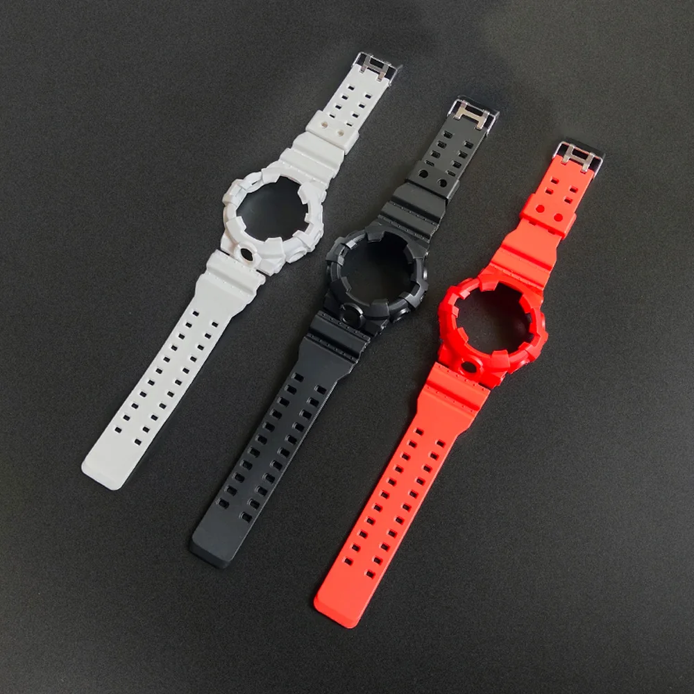 Soft Resin Watch Strap Bezel for GA700 GA-700SK GA710 GA735 Watchband Case Men Watch Band Case Rubber Bracelet