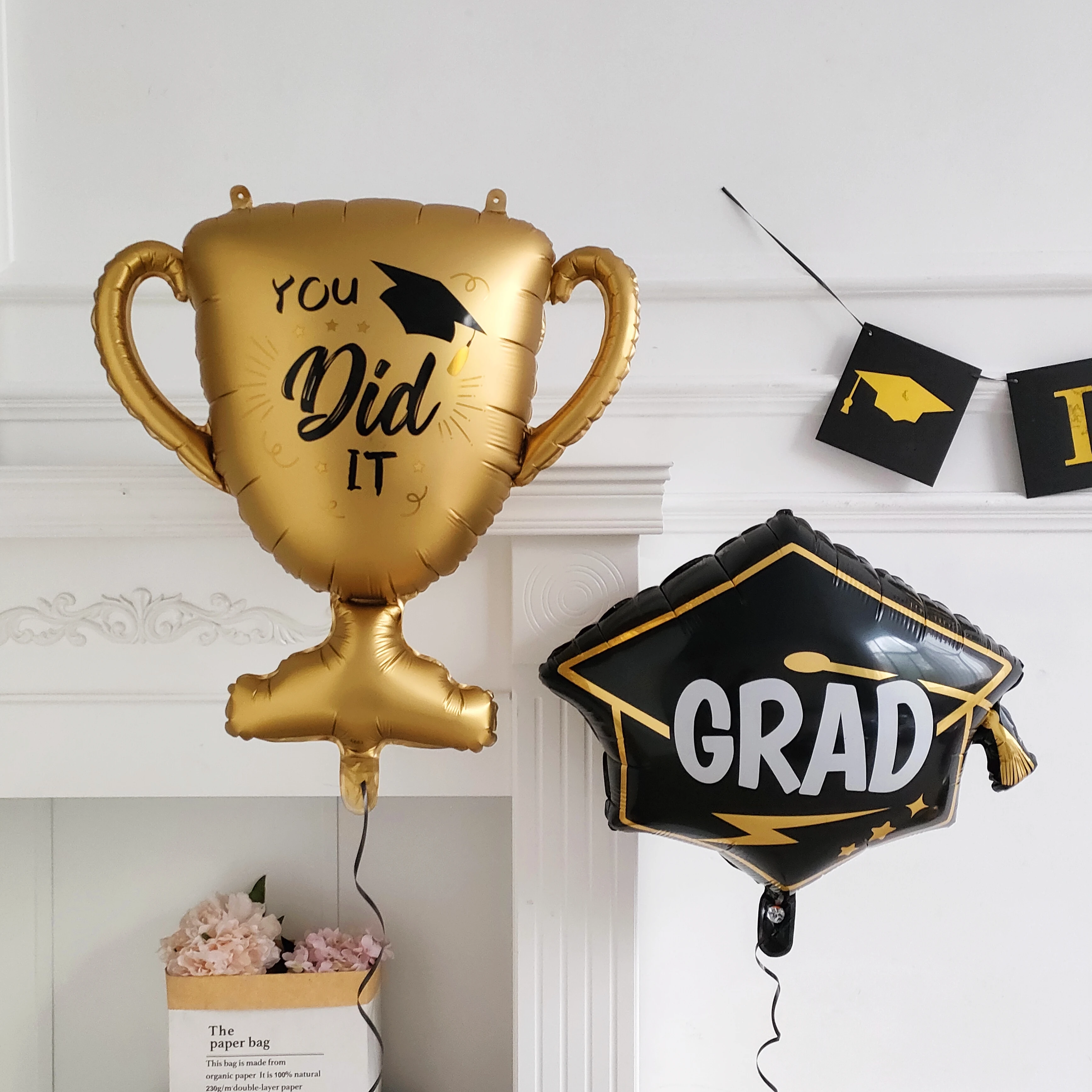 2023 Class Graduation Party Balloons Inflatable Photo Frame Honer Cup Bachelor Cap Graduates Hat Foil Balloons Frame Wall Decors