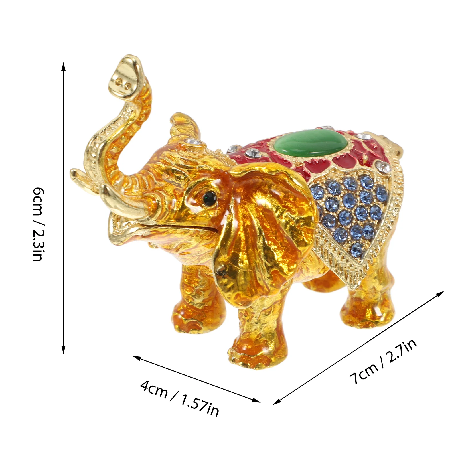 Zinc Alloy Elephant Jewelry Box Sparkling Rhinestone Animal Shape Trinkets Storage Container for Rings Earrings Necklaces