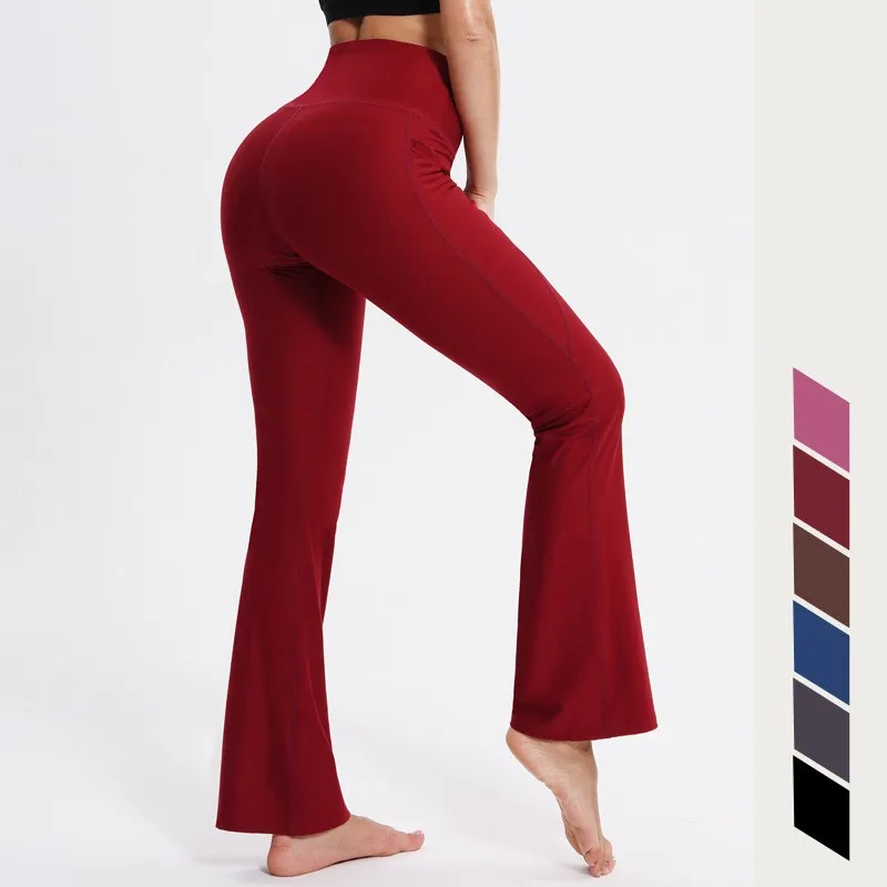 Women Running Pants  Bell-bottom Yoga Workout Fitness Sports Gym Hiking Clothes Women's Flare Bottoms Trousers For Female J9143