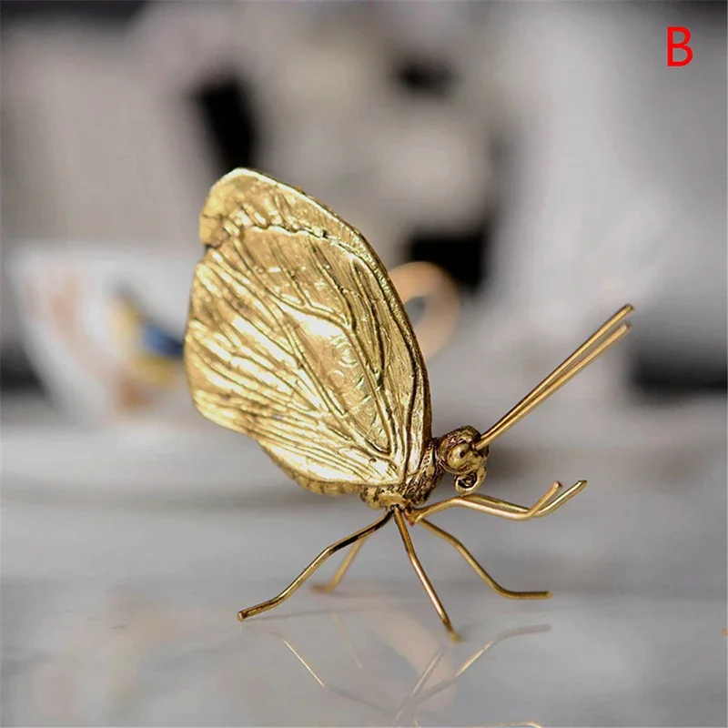 Nordic Creative Ins Style Decorative Metal Handicraft Copper Gold Ant Butterfly Ornament for Art Decor. Ornaments