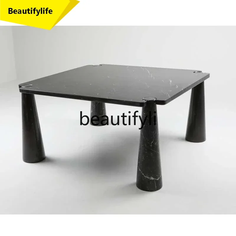 

smt1 Postmodern minimalist black marble dining table villa hotel square creative designer dining table