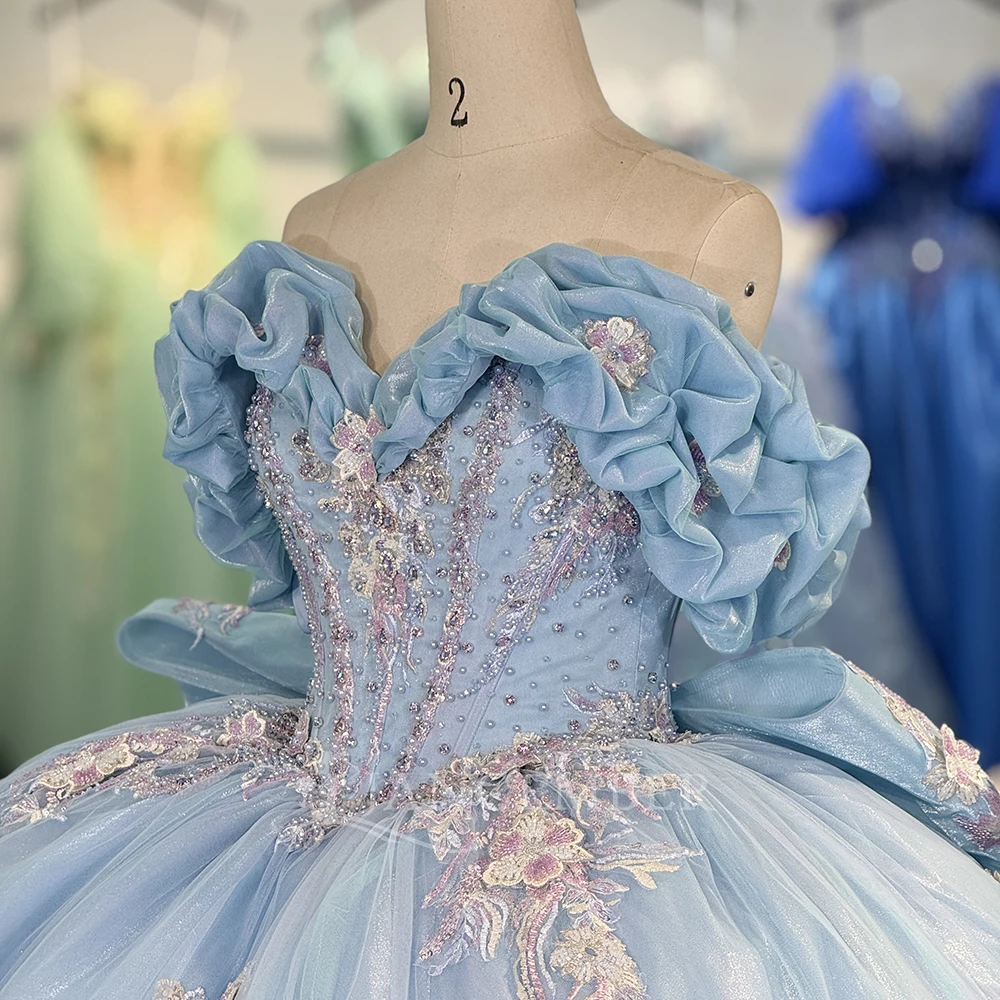 فساتين Quinceanera قبالة الكتف الكرة ثوب الأورجانزا الحبيب الحلو 16 فستان تول حفلة عيد ميلاد vestidos de 15 سنة quinceañera #5