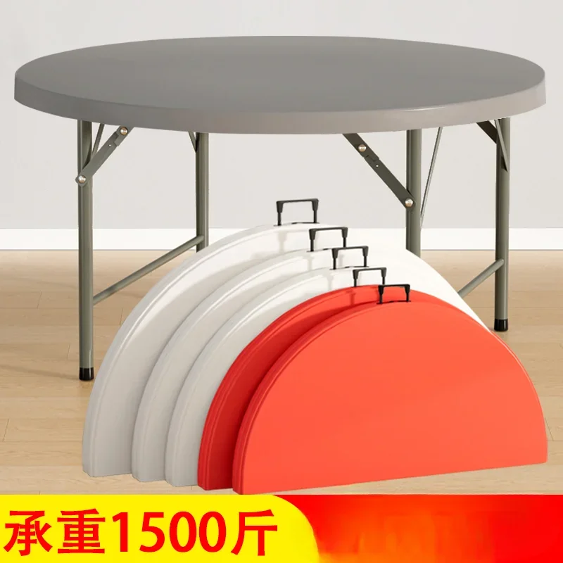 Round simple foldable dining table outdoor large stall table and chairs 10 people