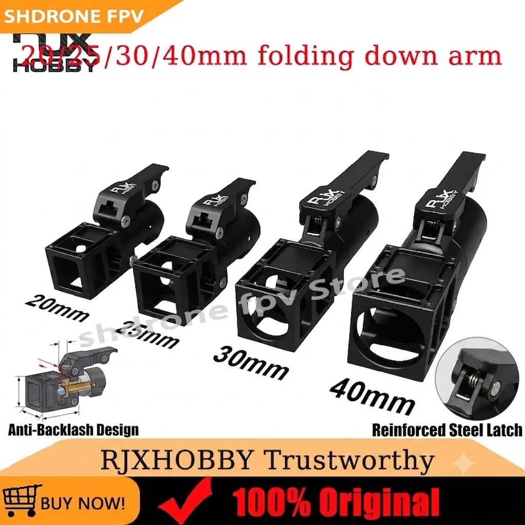 RJXHOBBY CNC Aluminum Folding Down Arm Connector 20/25/30/40mm Tube Joint Fitting for Agriculture Plant Protection Drone