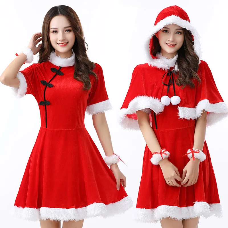 

Santa Claus Red Mini Dress Performance Costume Stage Outfit Nightmare Before Christmas Disguise Christmas Costume Sexy Dress