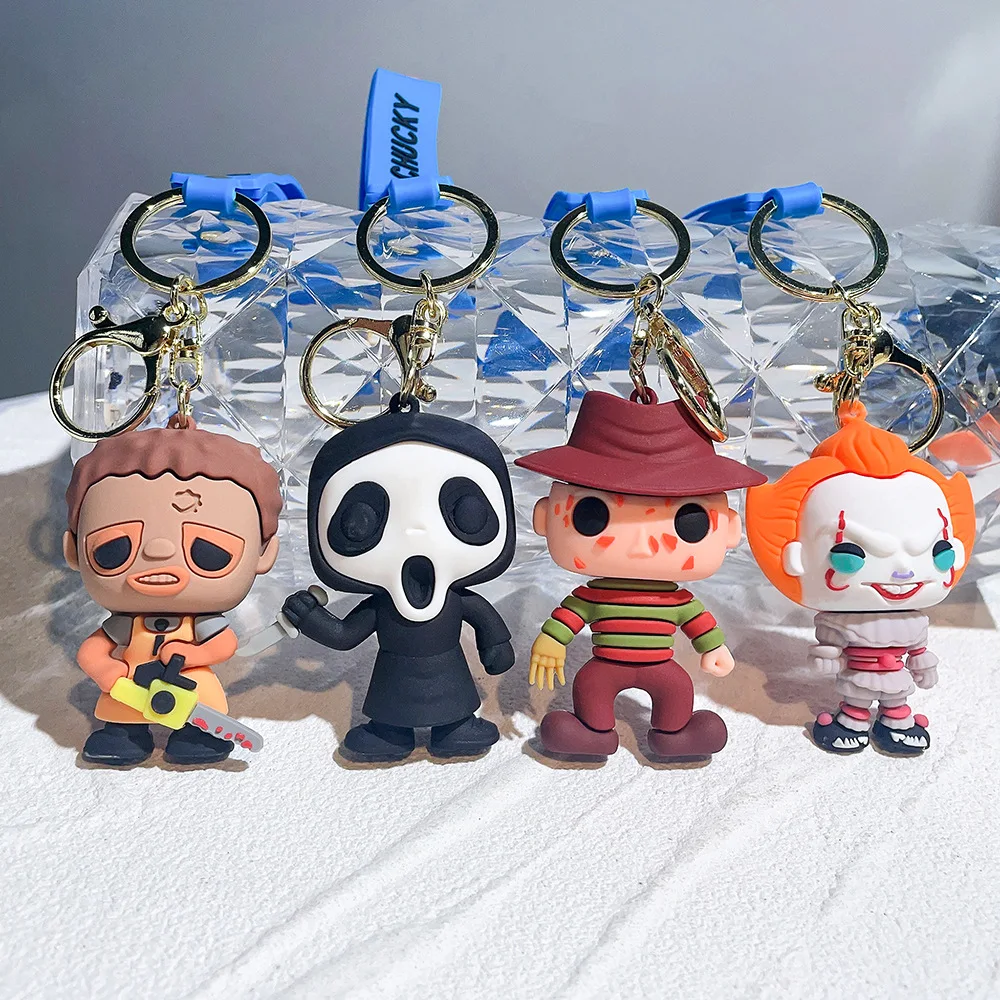 New Horror Movie Keychain Cartoon Chucky Doll Pendant Key Chains Bag Car Keyring llaveros Punk Jewelry Gifts New Wholesale