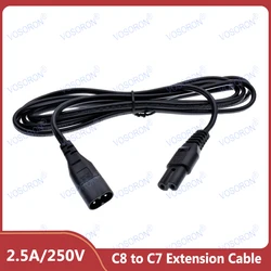 IEC 320 C8 Male Plug to C7 Female Connector AC Power Cord , Type Figure 8 Power Extension Cable