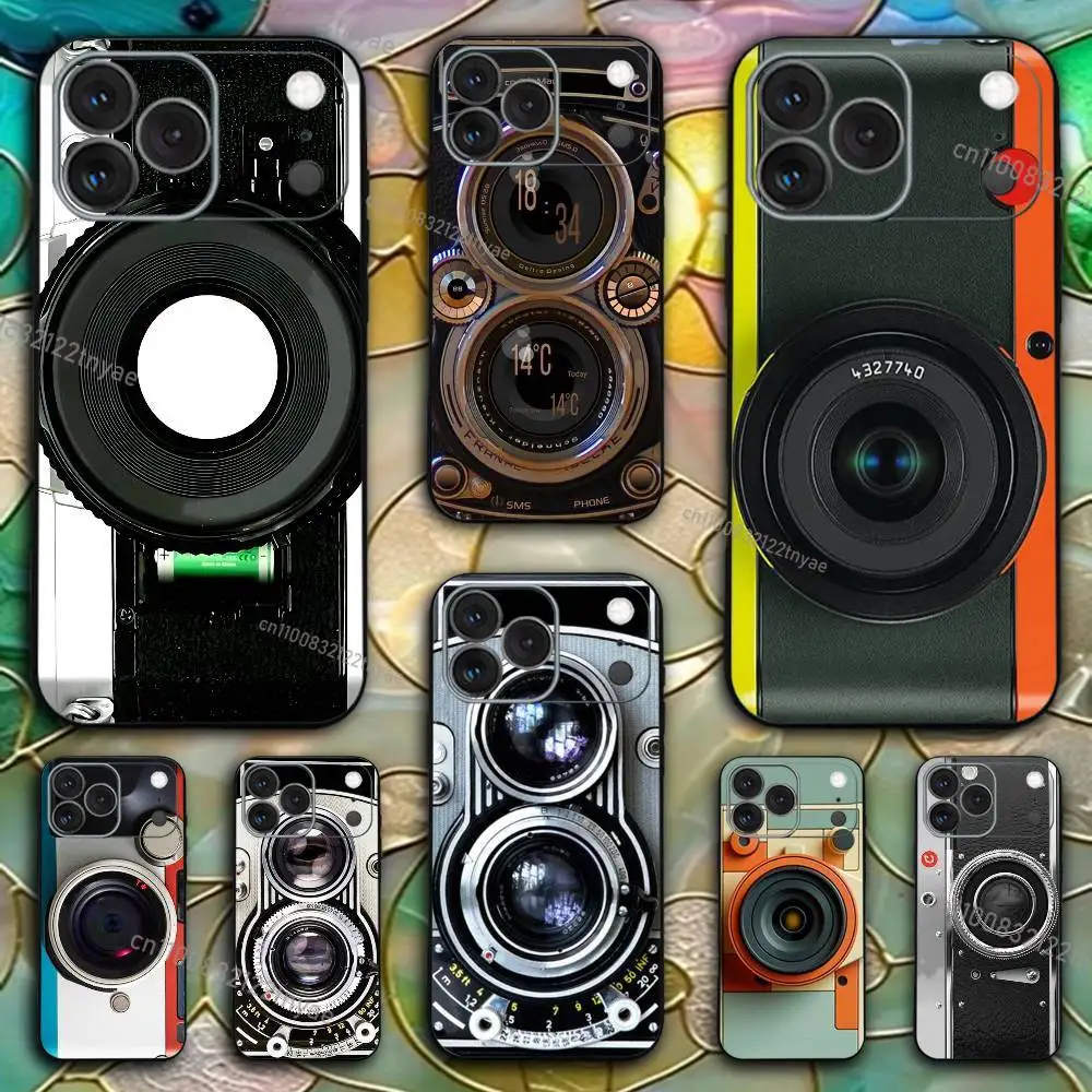 

Retro Camera Vintage Clear Silicone Case for iPhone 17,16,15,14,13,12,11,Pro,Max,Mini,XS,X,8,Plus Shockproof Black Cover