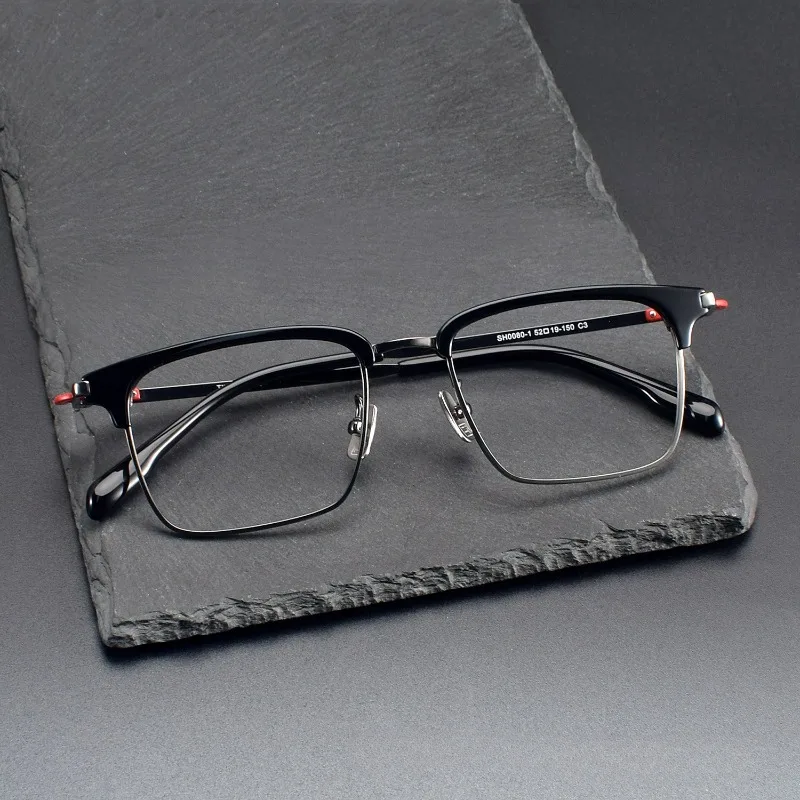 Spectacle Frame Square 0080-1 Pure Titanium Eyeglass for Men Prescription Glasses Reading Eyewear Anti Blue Light Women Gafas