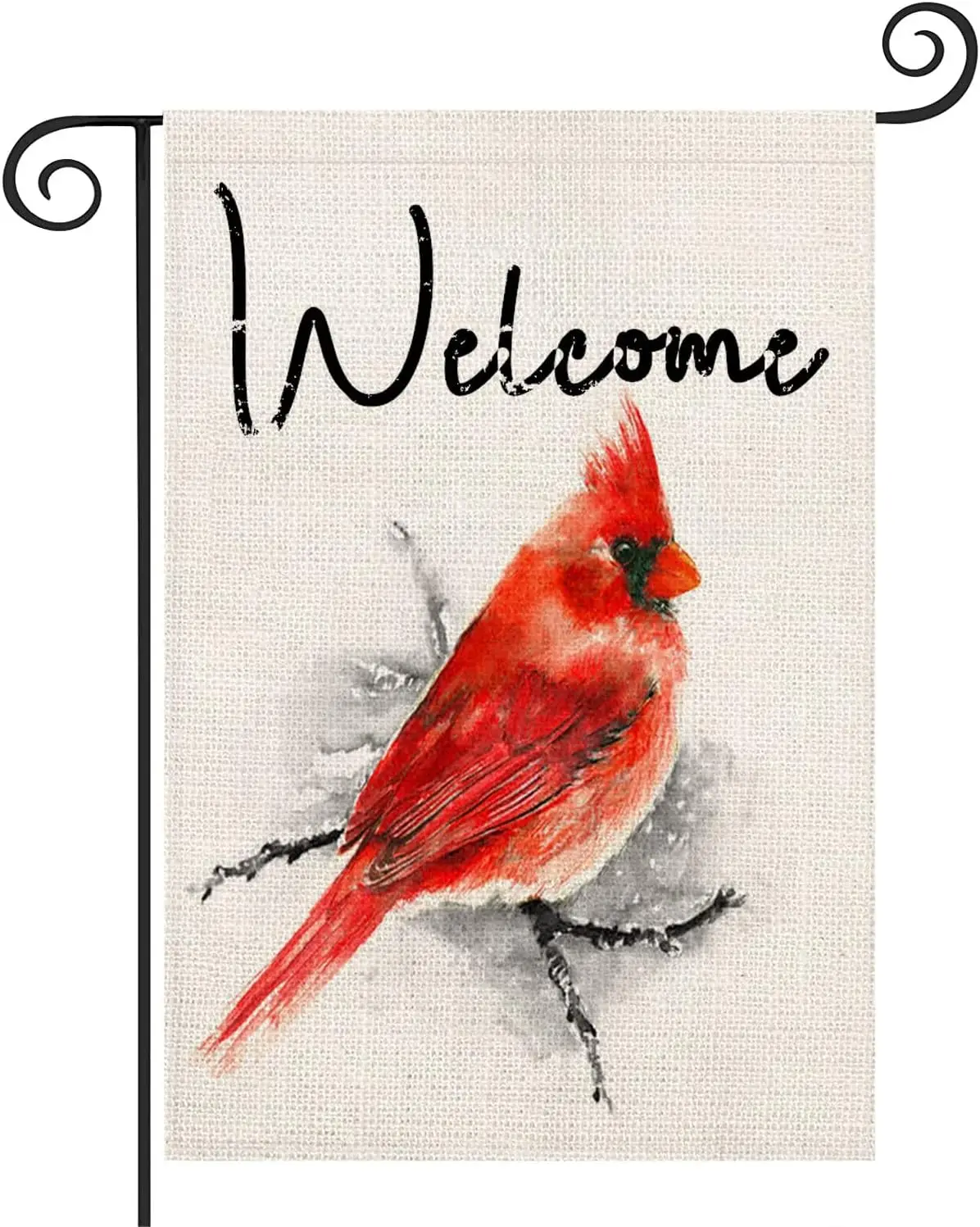 Red Cardinal Welcome Spring Garden Flag Red Bird Summer Small Garden Flag Vertical Double Sided Watercolor Quotes Rustic Burlap