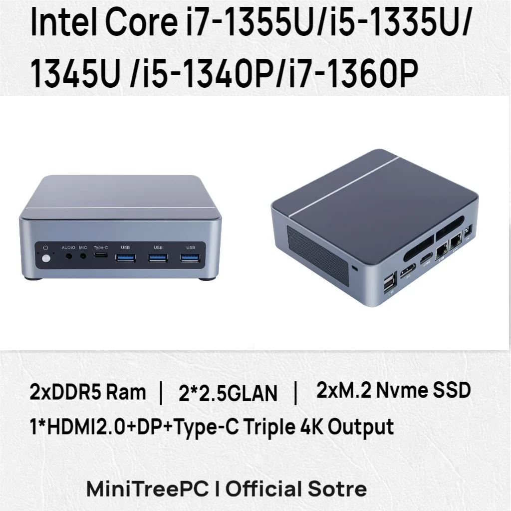 Intel Core i7 1355U NUC Box Mini PC 32GB DDR5 1TB NVME Triplo Display Business Office Home Gaming Desktop Mini Computer Wifi6