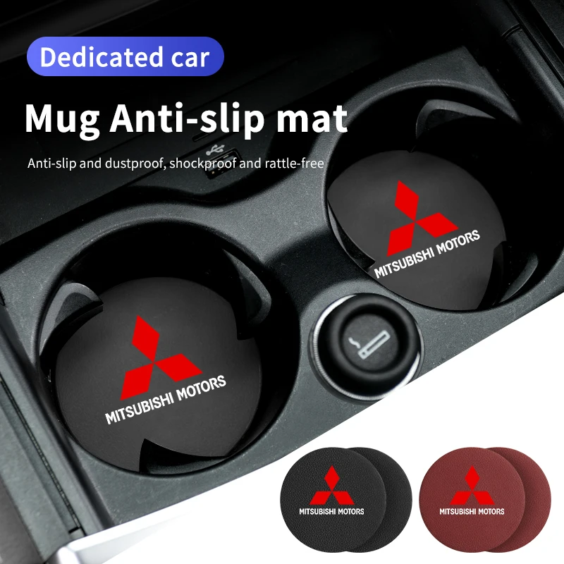 Car Coasters Water Cup Holder Pad Non-slip Cup Slot Mats For Mitsubishi Outlander Pajero Sport Lancer EX ASX L200 Eclipse Mirage