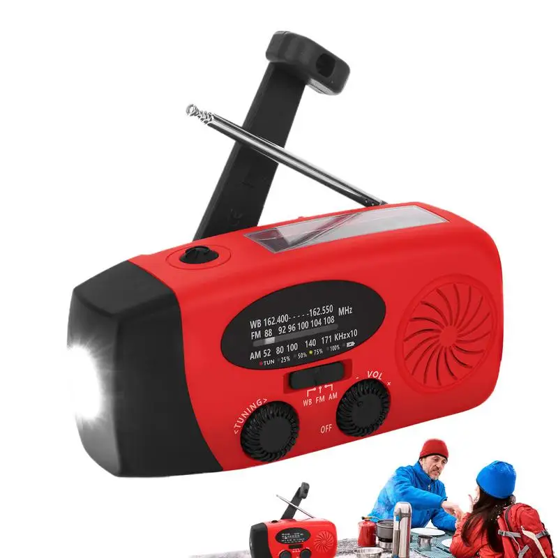 

Crank Weather Radio Portable Radio Reading Light Headphone Jack Solar Panel Survival Gear For Camping Trip Wilderness Home