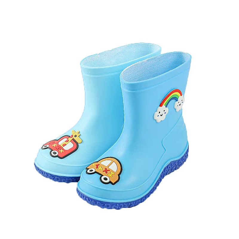 Botas de lluvia antideslizantes de PVC para niños y niñas, zapatos impermeables de dibujos animados, a la moda, novedad