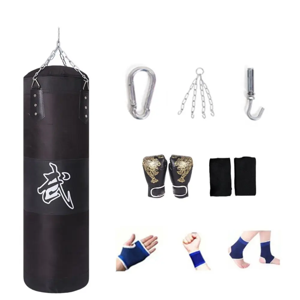 

New PU Leather Punching Bag Red Black with Gloves Boxing Sandbag Oxford Cloth Training Bag Adult Kids
