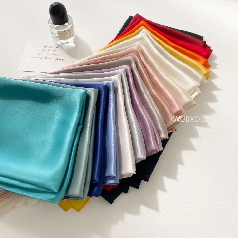 Silk Satin Handkerchief Plain Neck Scarf For Women Small Shawls Wraps Bandana Head Scarfs 70x70CM Square Headband Hijab Scarves