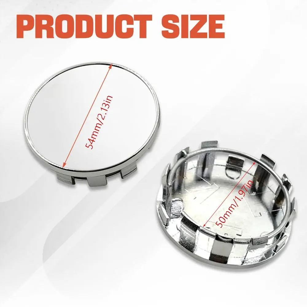 4Pcs Outer 54MM Wheel Center Caps Dust-proof Inner 50MM Silver/Black Rim Hub Cap ABS Universal Wheel Badge Covers Most Cars