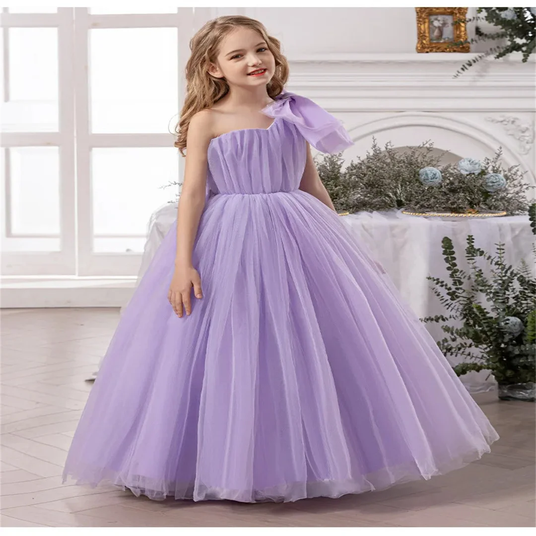 

Платье для причастия, летнее белое тюлевое платье с большим бантом, кружевное платье с цветочным узором для девочек, аппликации, свадебное платье с короткими рукавами для первого причастия, рождение