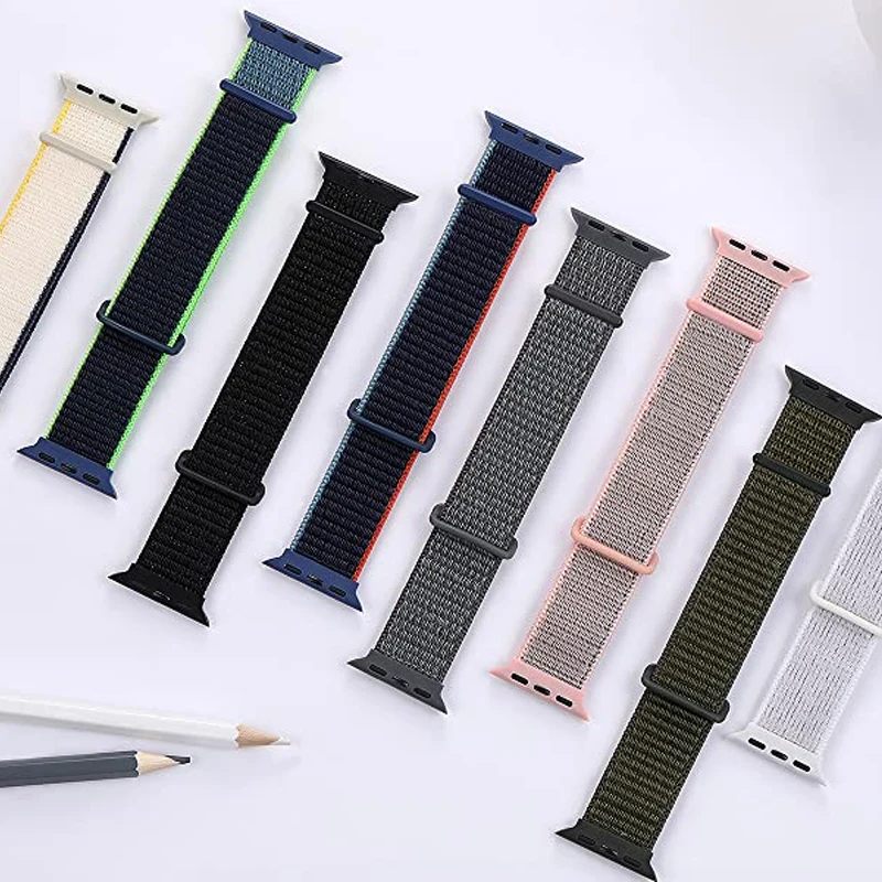 Nylon Sport Loop Band for Apple Watch Ultra 49mm 45mm 44mm 40mm 41mm Elastic Braided Bracelet iWatch Series 3 4 5 6 SE 7 8 Strap