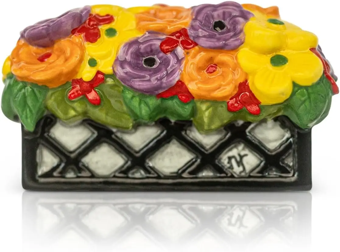 Jardinera de Cerámica Pintada a Mano con Diseño Floral, Decoración de Primavera para el Hogar y la Oficina - A409