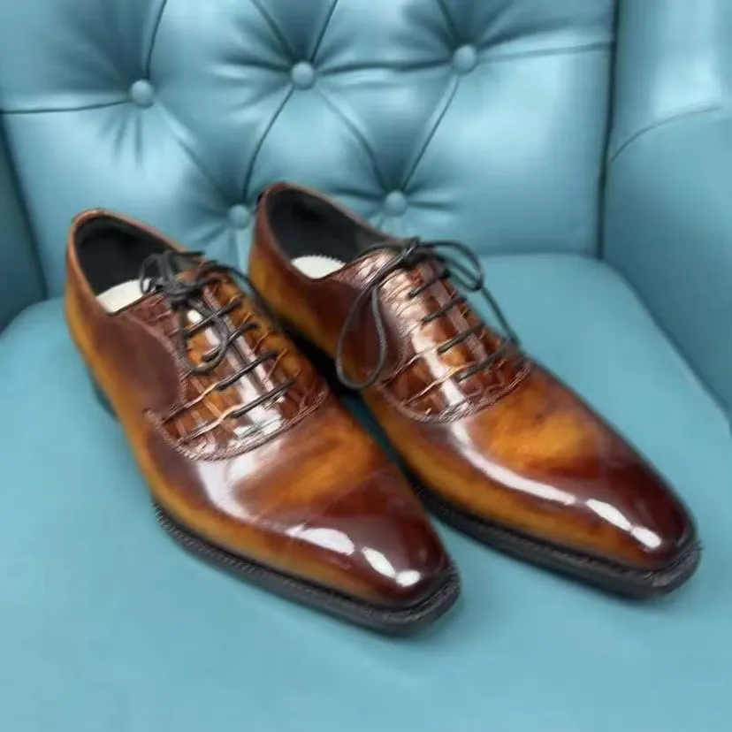 hubu new men dress shoes male crocodile shoes fashion brwon shoes wedding offce business shoes men