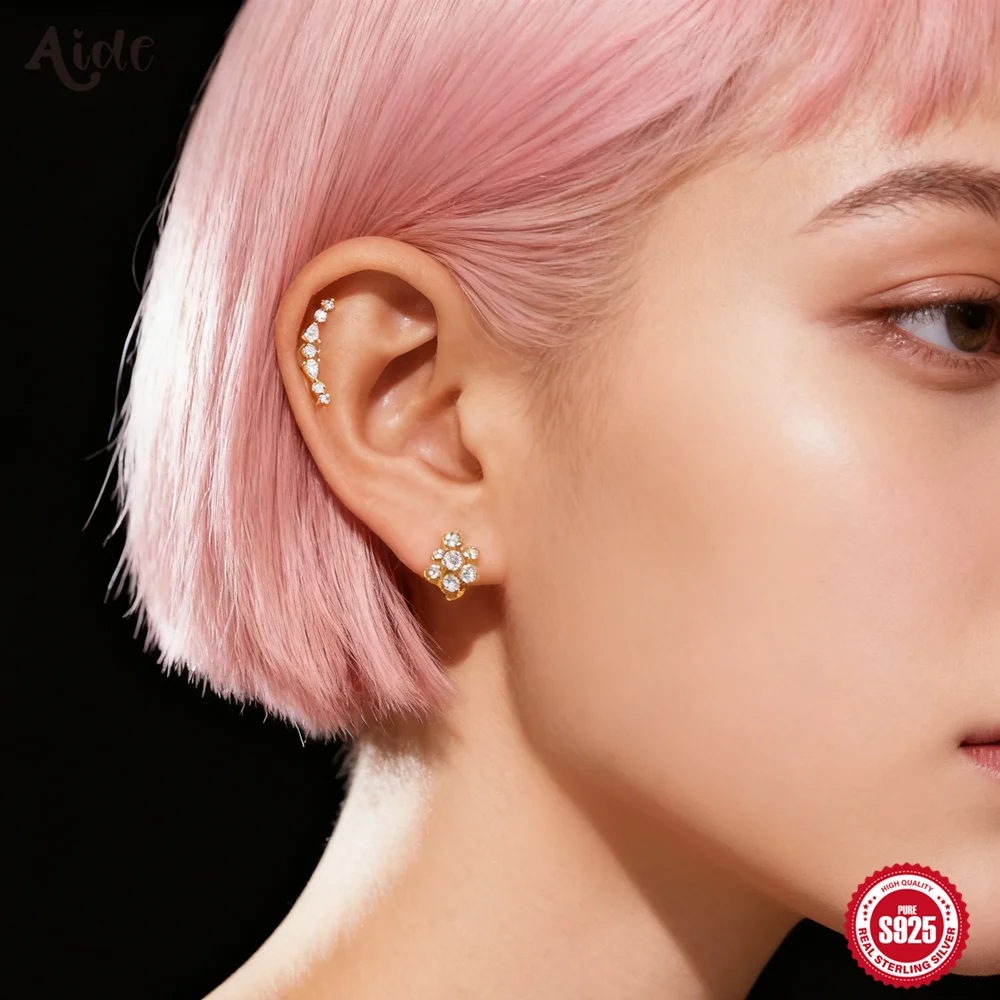 

Aide 1pair 925 Sterling Silver Ear Hook Clip on Earrings for Women Zircon Climbing Ear Cuff Earrings Fashion Jewelry Gifts