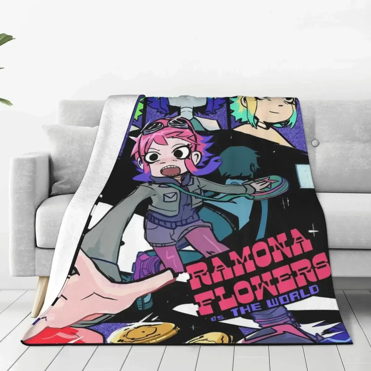 Scott Pilgrim Takes Off Anime Series Blankets Flannel Ultra-Soft Throw Blanket for Bedroom Sofa Bedroom Quilt