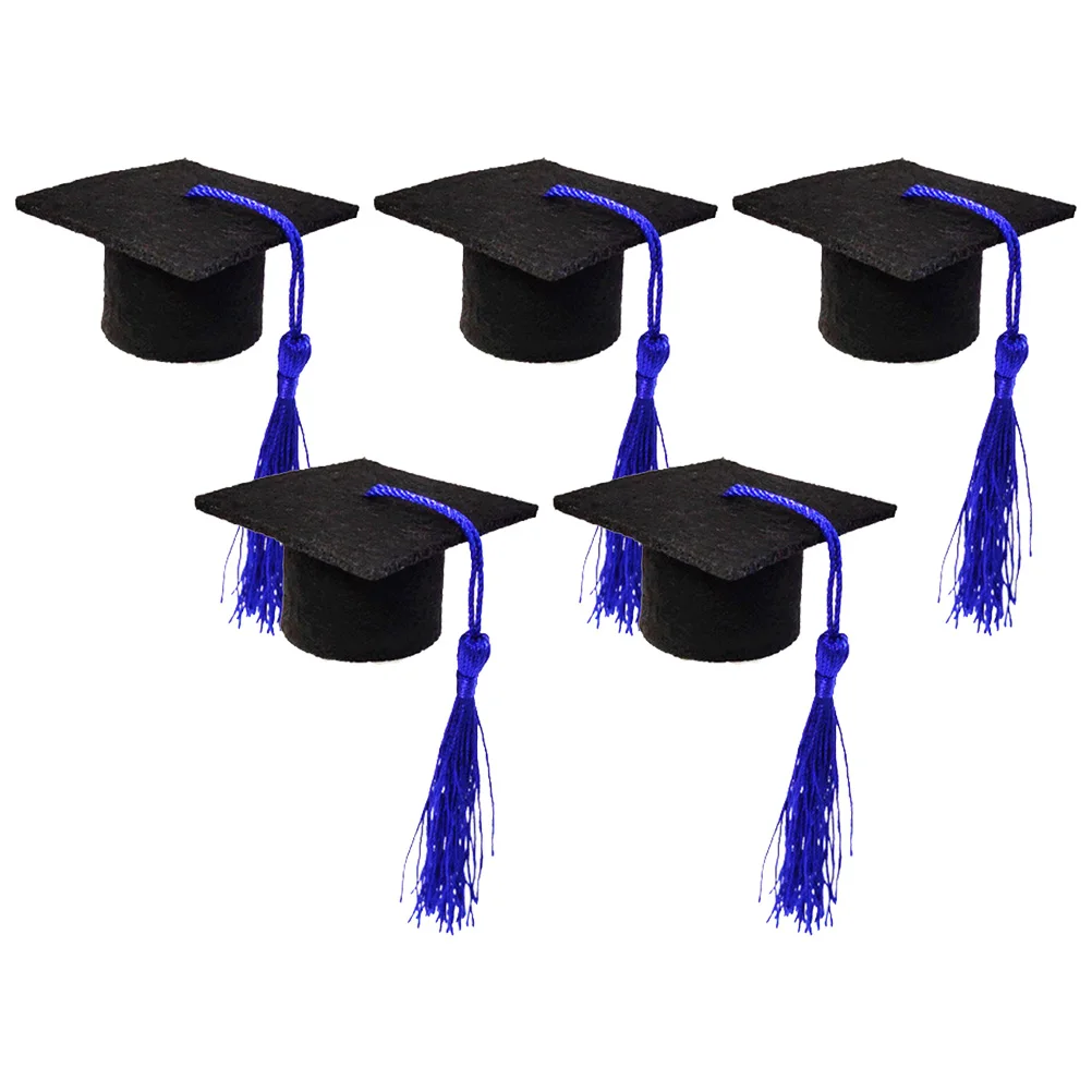 

5 Pcs Doctoral Cap Mini Graduation Craft Paper Cups Bottle Cover Halloween Decorations Bottle Tassel Gift Ideas