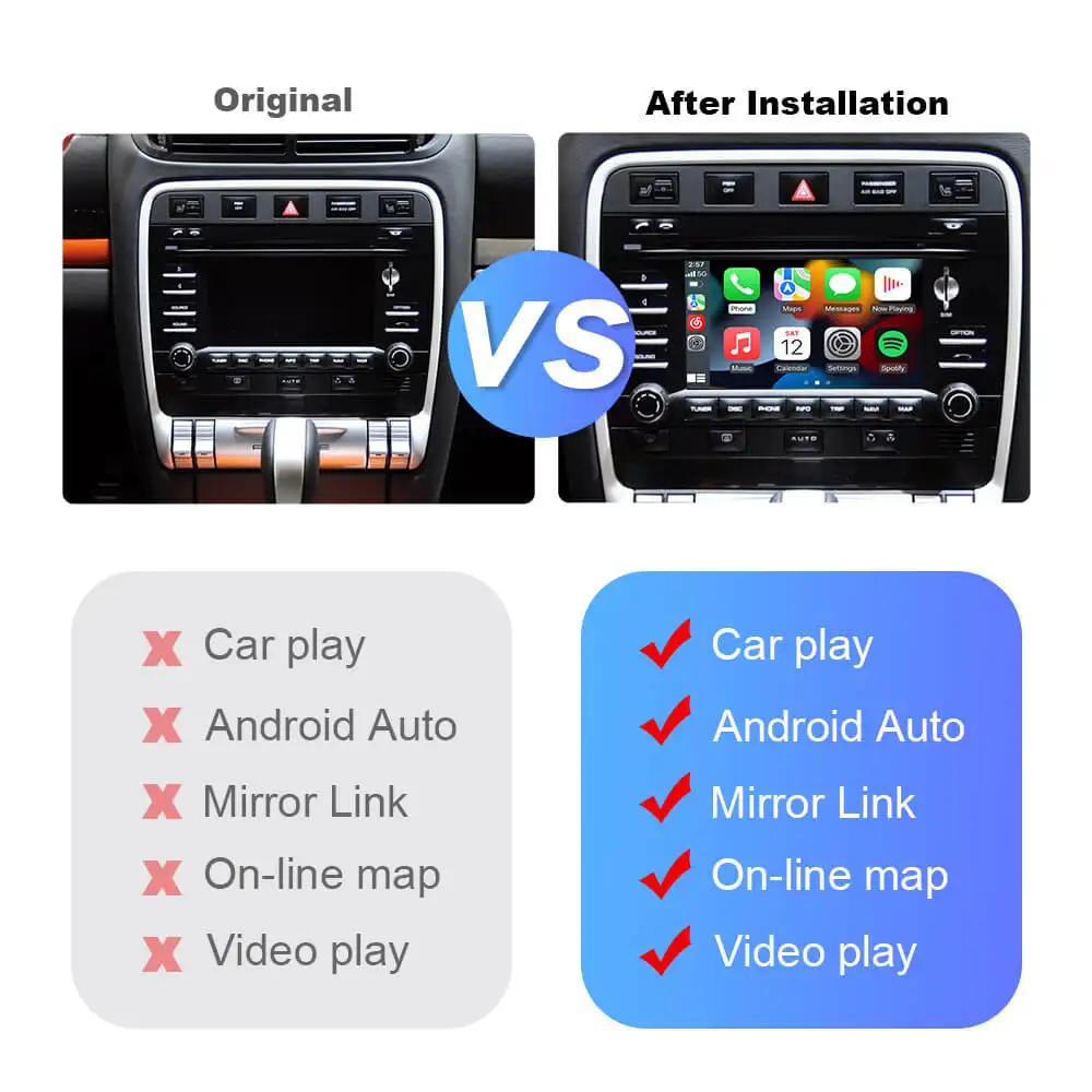 ISUDAR Carplay Module For Porsche/Panamera/Cayenne/Macan/Cayman/Boxster 911 PCM 3.0 Android Auto AI Box Multimedia 7 inch screen