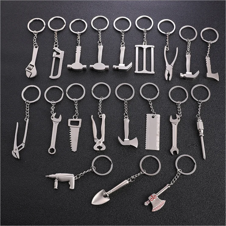 

1PCS Keychains For Men Car Bag KeyRing Combination Tool Portable Mini Utility Pocket Clasp Ruler Hammer Wrench Pliers Shovel