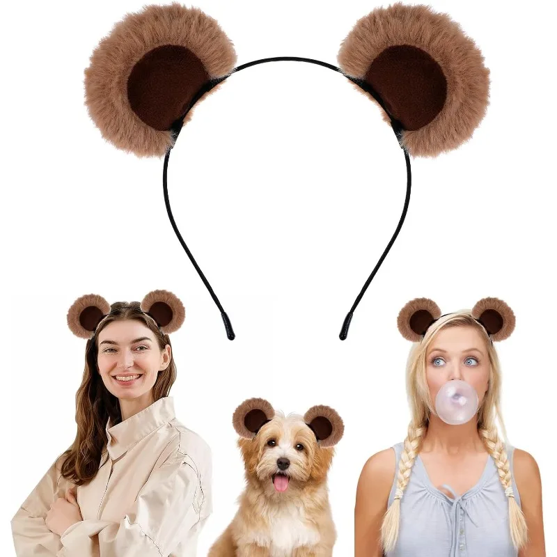 

Cute Bear Brown Ears Cosplay Costume Chipmunk Ears Bear Headband for Halloween Festival Party Headwear Washing Face Women