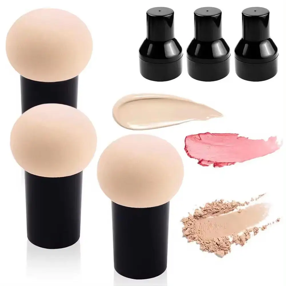 Cosmetic Puff Powder Brush Round Head Mushroom Shape Handle Makeup Foundation Sponge Concealer Smooth Dry & Wet Beauty Tool