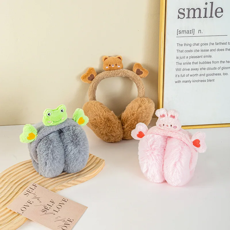 

Ear Muffs for Women, Winter Korean Style, Cute Student Cartoon, Large and Thick, Foldable, Soft Fur Ear Cover Bag