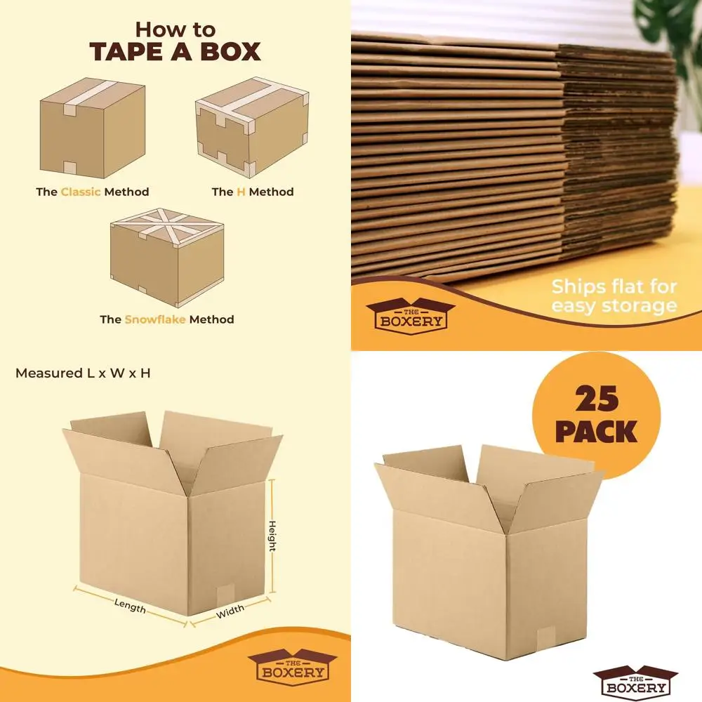 

Набор из 25 коробок из гофрированного картона коричневого цвета, 18x12x12 дюймов, для доставки, упаковки, хранения - прочные, экологичные, пригодные для переработки, прочные.