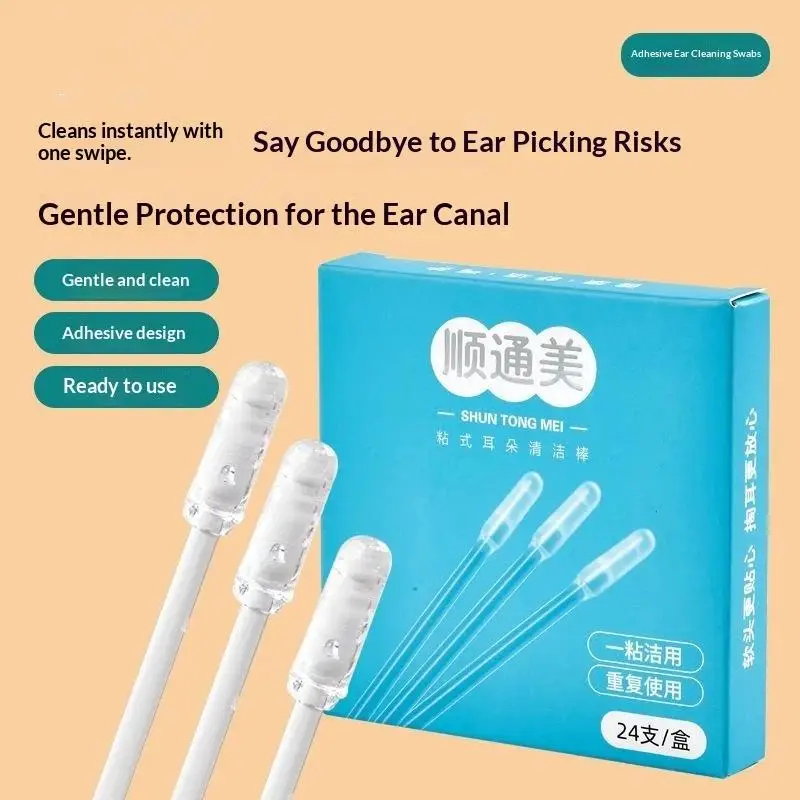 24pcs Adhesive Ear Cleaning Sticks Ear Digging Spoons Tool For Safe Earwax Removal Home Care Ear Care Kit