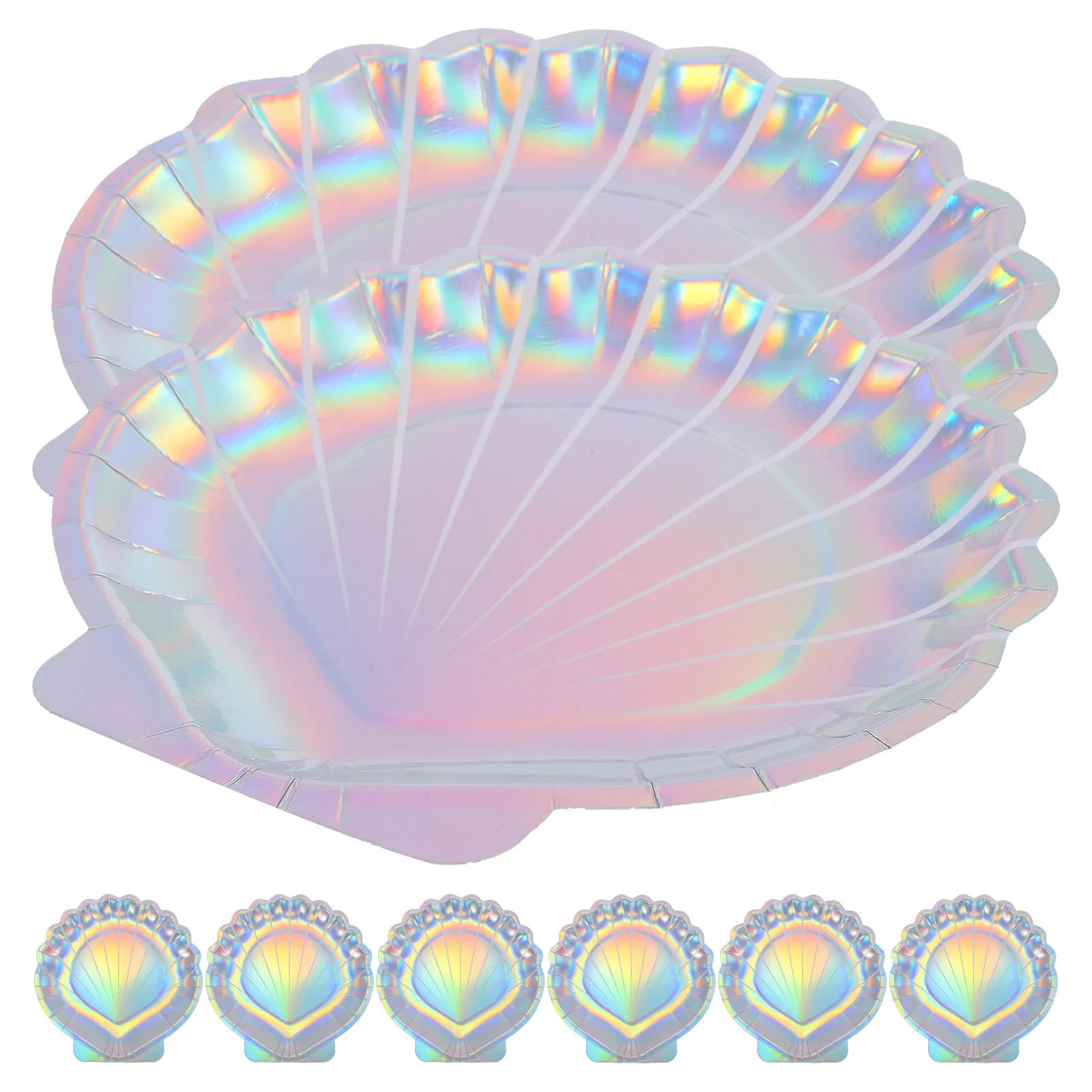 

8 Pcs Shell Paper Plate Plates Food Serving Beach Theme Salad Nautical Party Seashell Shaped Dinnerware Disposable dishes Cake