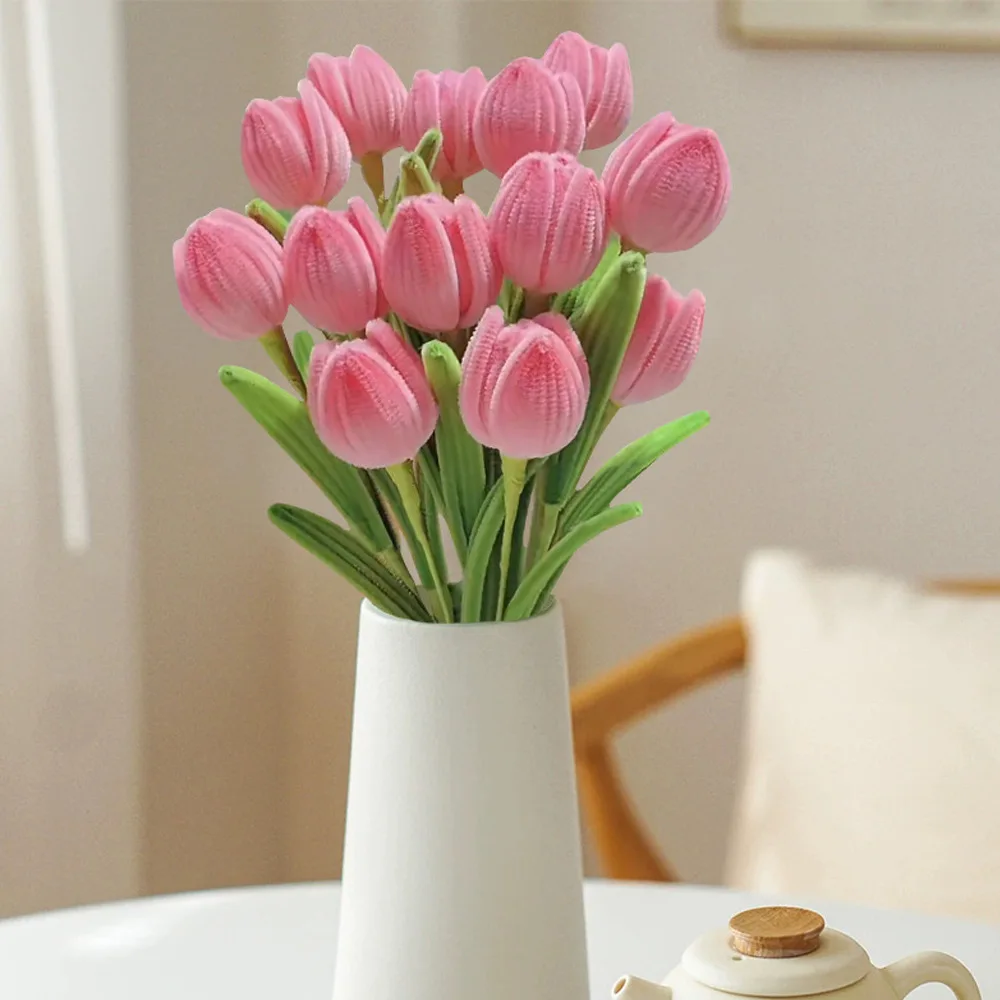 200 Pieces Pipe Cleaners Pink Tulip Craft Supplies Plush Twist Sticks Chenille Stems Twisting Bar Wedding Home Table DIY Flower view 3