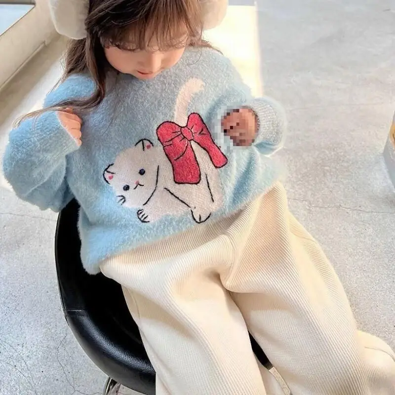 فتاة Kawaii بلايز فرو المنك رشاقته بلايز عادية الخريف والشتاء موضة الاتجاه النسخة الكورية البلوز طالب ملابس الأطفال #5