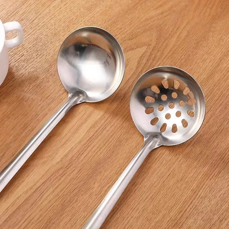 Stainless Steel Soup Ladle Set - Extra Thick & Long Handle Large Serving Spoon for Hot Pot Soup & Cooking