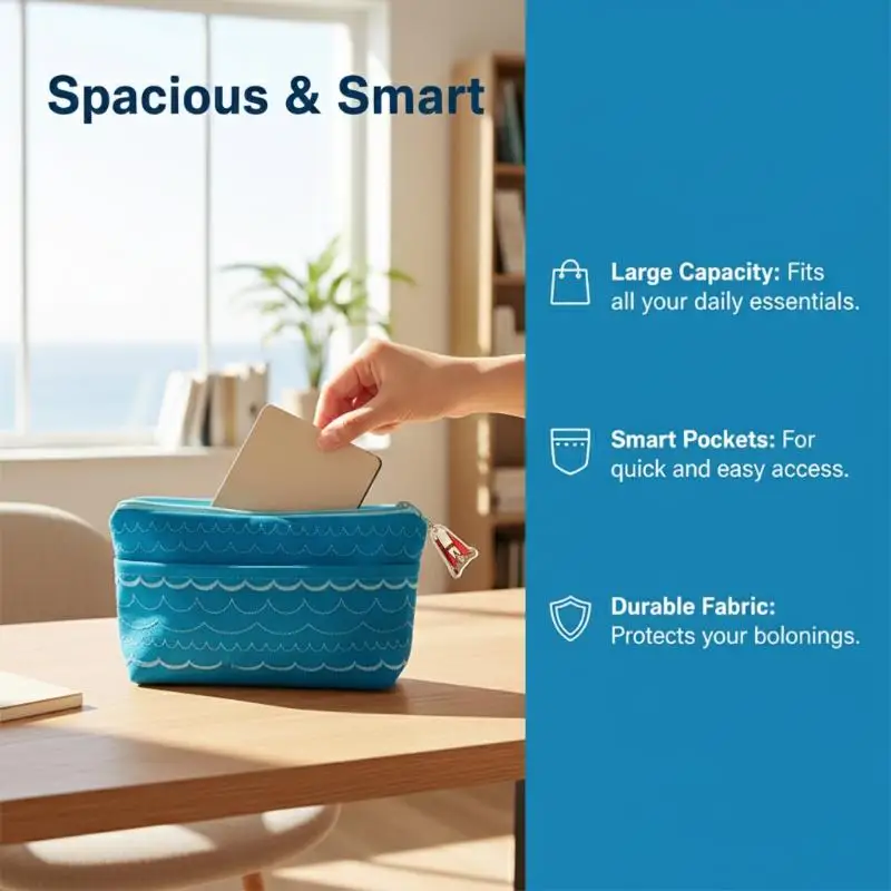 

Милая портативная косметичка большой вместимости, креативный мультяшный пенал с морским дизайном, сумка для хранения канцелярских принадлежностей, школьные принадлежности