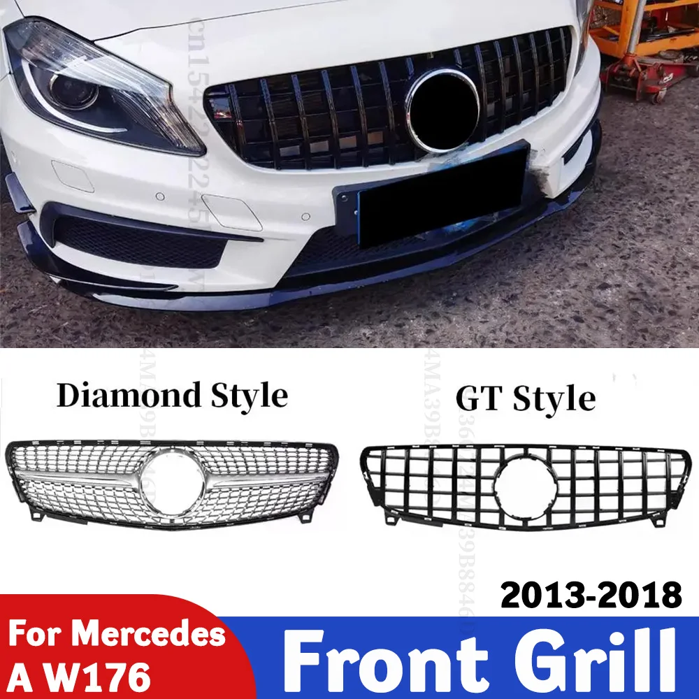 

Подходит для 2013-2018 2019 + Mercedes A-Class A45 W176 A180 A200 A260 GT, передняя решетка в ромбовидном стиле, гоночная решетка, сетчатые аксессуары